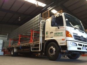 Truck with pallet racking