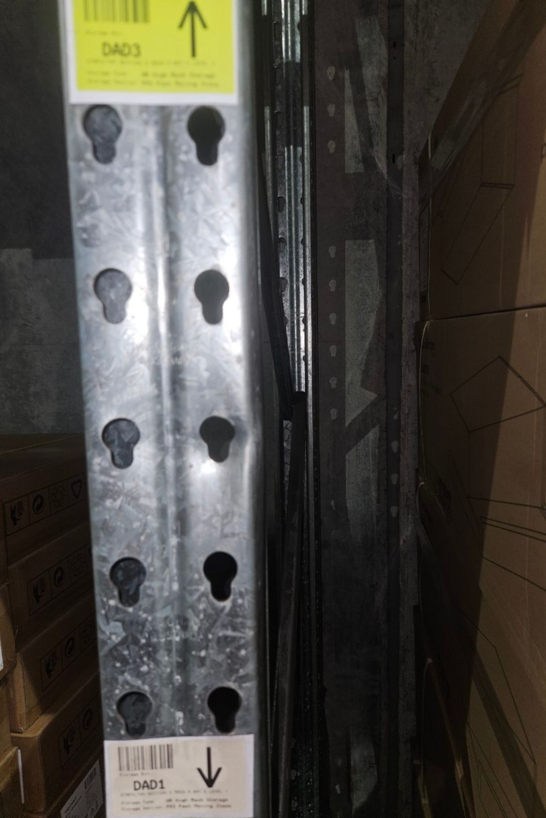 Forklift damage to pallet racking upright 1
