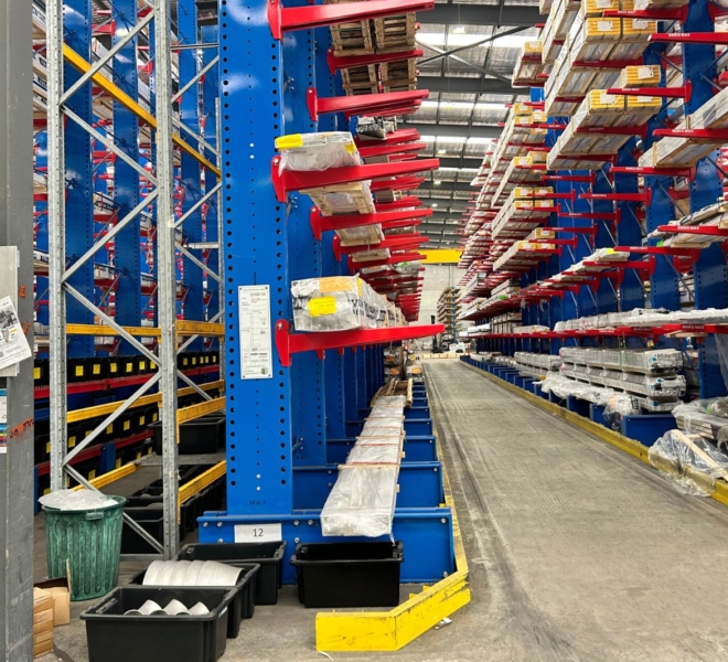 Macrack Cantilever Racking Back Up Against Selective Pallet Racking
