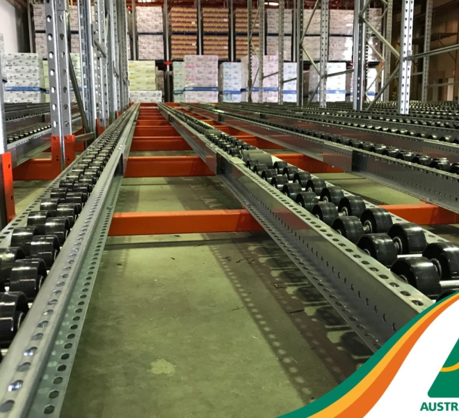 Macrack Pallet Flow Racking FIFO Roller view unloaded