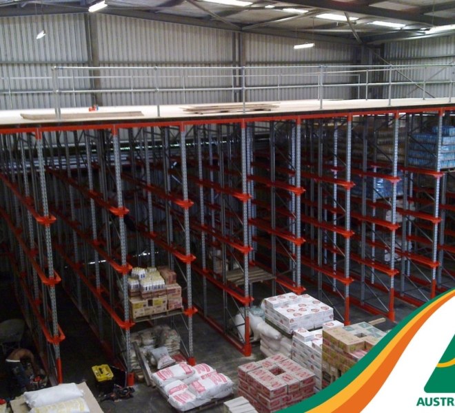 Macrack Raised Storage Area above Drive In Racking