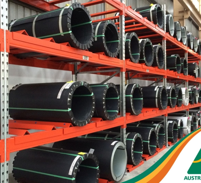 Macrack Steel Coil Racking along Warehouse wall