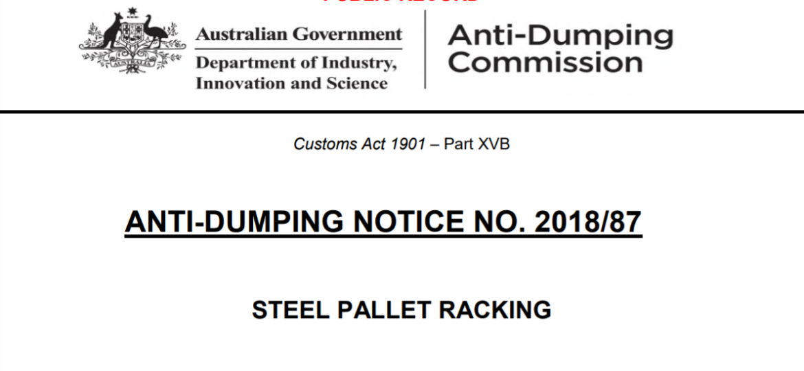 anti dumping duty steel pallet racking