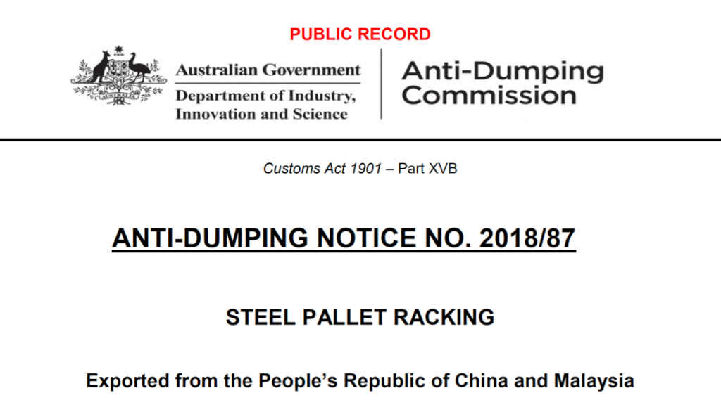 anti dumping duty steel pallet racking