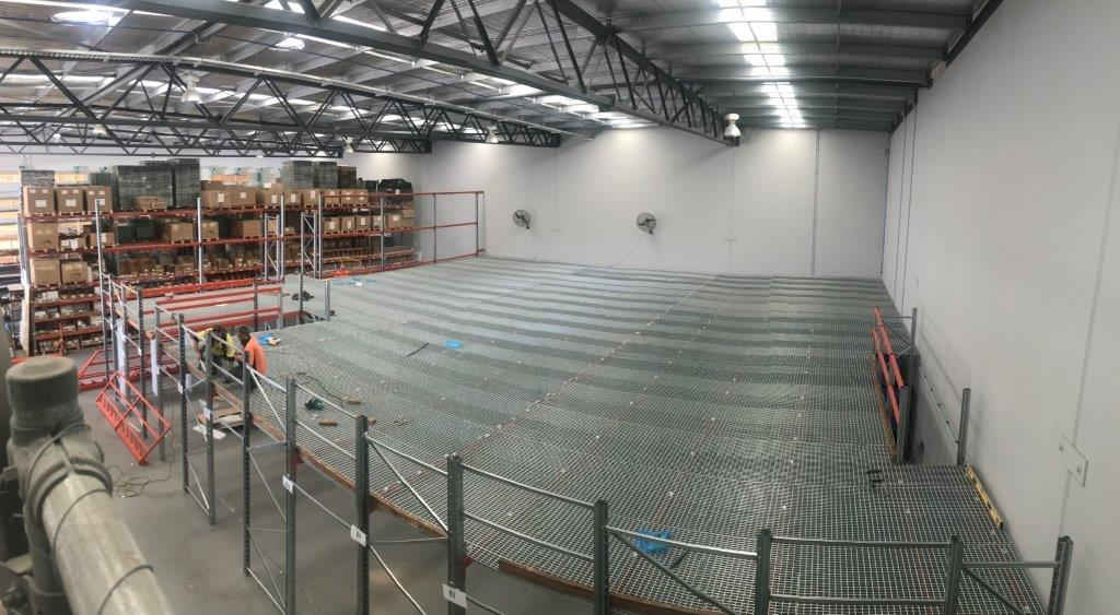 warehouse mezzanine floor with mesh deck Brisbane